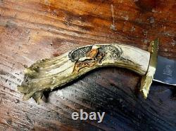 Rare Bob Schopp XL Handmade 10 Bowie Knife With Original Sheath. USA Made