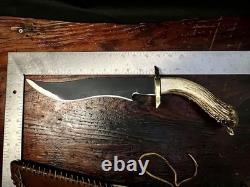 Rare Bob Schopp XL Handmade 10 Bowie Knife With Original Sheath. USA Made