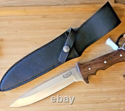 Rbh Custom Hand Made Tactical Knife Rose Wood Handle & Leather Sheath, #rbh-02