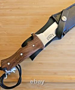Rbh Custom Hand Made Tactical Knife Rose Wood Handle & Leather Sheath, #rbh-02