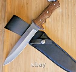 Rbh Custom Hand Made Tactical Knife Rose Wood Handle & Leather Sheath, #rbh-02