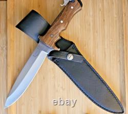 Rbh Custom Hand Made Tactical Knife Rose Wood Handle & Leather Sheath, #rbh-02