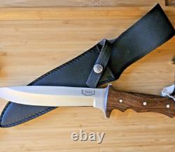 Rbh Custom Hand Made Tactical Knife Rose Wood Handle & Leather Sheath, #rbh-02