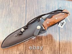 Rbh Custom Hand Made Tactical Knife Rose Wood Handle & Leather Sheath, #rbh-02