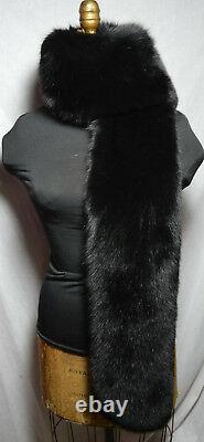 Real Black Fox Fur Scarf Boa Collar Wrap Stole Fling New Made in the USA