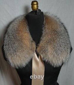 Real Crystal Fox Fur Collar with Ribbon Detachable Club made in the USA New
