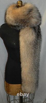 Real Crystal Fox Fur Scarf Boa Wrap Stole Fling New Made in the USA