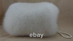 Real Fox Fur Hand muff White made in USA Handmuff down satin lining
