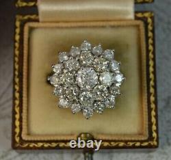 Real Moissanite 2.00Ct Round Cut Cluster Engagement Ring 14K Yellow Gold Finish