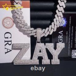 Real Moissanite Custom Name Plate Pendant 925 Silver Tester Passed