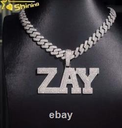 Real Moissanite Custom Name Plate Pendant 925 Silver Tester Passed