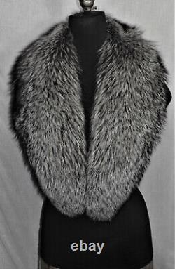 Real Silver Fox Fur Collar Men Women Detachable New made in the USA genuine