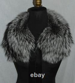 Real Silver Fox with Ribbon Fur Collar made in the USA New Detachable