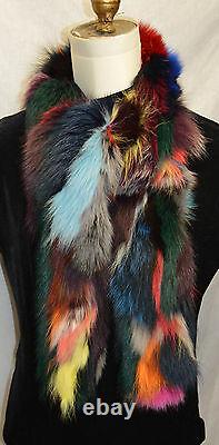 Real fox fur scarf boa multi color New Made in the USA