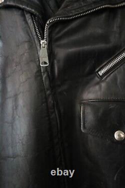 Retro Vintage STEERHIDE 1950's Motorcycle Black LEATHER Biker JACKET Heavy EUC