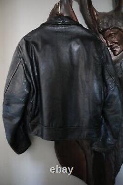 Retro Vintage STEERHIDE 1950's Motorcycle Black LEATHER Biker JACKET Heavy EUC