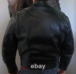 Retro Vintage STEERHIDE 1950's Motorcycle Black LEATHER Biker JACKET Heavy EUC