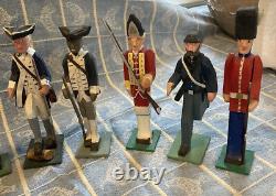 Revolutionary War Figures Hand Made Wood Marked Maybe Nh USA Military Cavalry