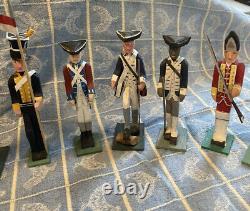 Revolutionary War Figures Hand Made Wood Marked Maybe Nh USA Military Cavalry