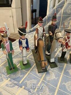 Revolutionary War Figures Hand Made Wood Marked Maybe Nh USA Military Cavalry