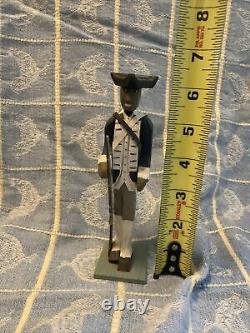 Revolutionary War Figures Hand Made Wood Marked Maybe Nh USA Military Cavalry