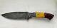 Rockin H Cutlery Handmade Damascus Steel Hunting Knife Withcamelbone, Made In Usa