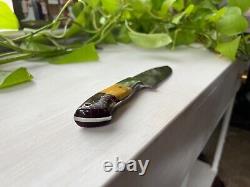 Rockin H Cutlery Handmade Damascus Steel Hunting Knife withCamelbone, Made in USA