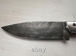 Rockin H Cutlery Handmade Damascus Steel Hunting Knife withCamelbone, Made in USA
