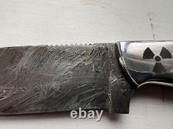 Rockin H Cutlery Handmade Damascus Steel Hunting Knife withCamelbone, Made in USA