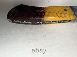 Rockin H Cutlery Handmade Damascus Steel Hunting Knife withCamelbone, Made in USA