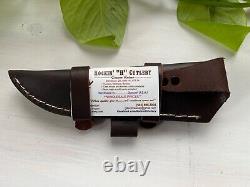 Rockin H Cutlery Handmade Damascus Steel Hunting Knife withCamelbone, Made in USA