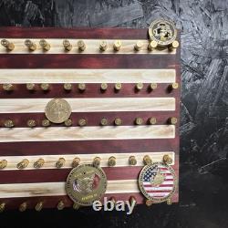 Rustic Wooden 9mm Shell Casing Challenge coin Flag Made in America-coin holder