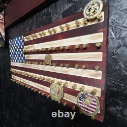 Rustic Wooden 9mm Shell Casing Challenge coin Flag Made in America-coin holder