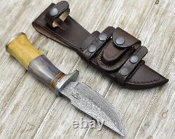 SHOKUNIN USA Damascus Bowie Knife Custom Hunting Knife 10.0 Handmade