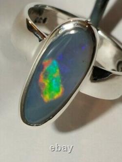 SOLID AUSTRALIAN OPAL RING 925 STERLING SILVER, SIZE 6.5, Handmade in USA