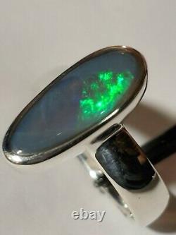 SOLID AUSTRALIAN OPAL RING 925 STERLING SILVER, SIZE 6.5, Handmade in USA