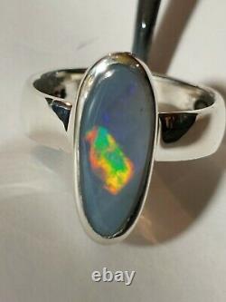 SOLID AUSTRALIAN OPAL RING 925 STERLING SILVER, SIZE 6.5, Handmade in USA