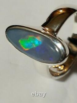 SOLID AUSTRALIAN OPAL RING 925 STERLING SILVER, SIZE 6.5, Handmade in USA