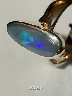 SOLID AUSTRALIAN OPAL RING 925 STERLING SILVER, SIZE 6.5, Handmade in USA