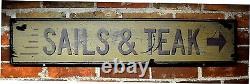 Sails and Teak Arrow Sign Rustic Hand Made Vintage Wooden Sign