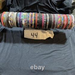 Sashka Co. Lot of 44 Assorted Colors Hand Made Glass Beaded 8Bracelets withHolder