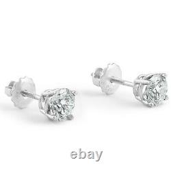 Screw Back 1 Ct T. W. Genuine Diamond Studs Available in 14k White or Yellow Gold