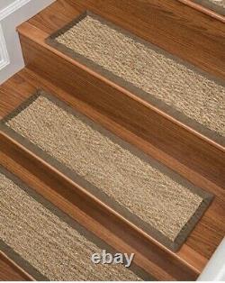 Seagrass Stair Treads, 9x29 (13 sold ind), Handmade Natural fiber, Latex Backed