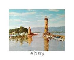 Seascape Lighthouse. Oil Painting on stretched canvas orig. Unique oil paintings