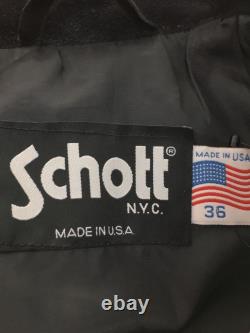 Second Hand Schott Made In Usa/ Usa /Leather Jacket Blouson/36/Suede/Black Men