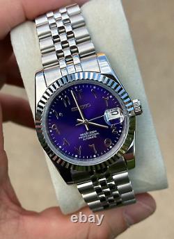 Seiko Blue Arabic Oyster Perpetual Custom Mod 36mm Watch NH35 Automatic Movement