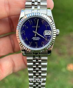 Seiko Blue Arabic Oyster Perpetual Custom Mod 36mm Watch NH35 Automatic Movement