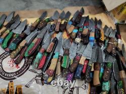 Set Of 20 Custom Handmade Damascus Steel 8 Full Tang Skinner Hunting Knifes USA