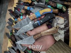 Set Of 20 Custom Handmade Damascus Steel 8 Full Tang Skinner Hunting Knifes USA