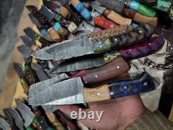 Set Of 20 Custom Handmade Damascus Steel 8 Full Tang Skinner Hunting Knifes USA
